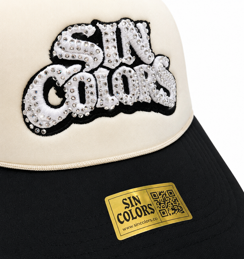 Sin Colors *Crystals* Mesh Trucker SnapBack (Beige/Black)