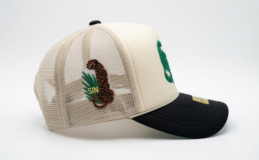 SC *Crystals* Mesh Trucker SnapBack (Beige/Black)