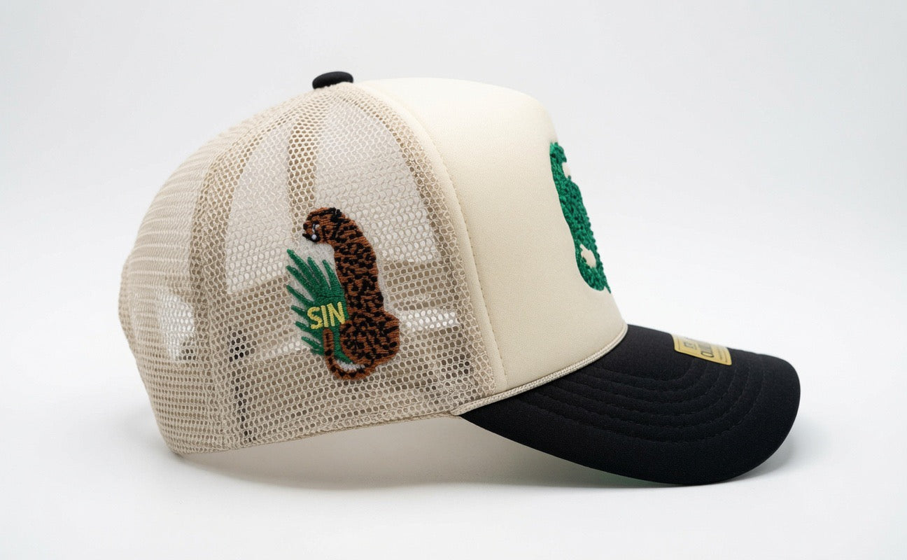 SC *Crystals* Mesh Trucker SnapBack (Beige/Black)
